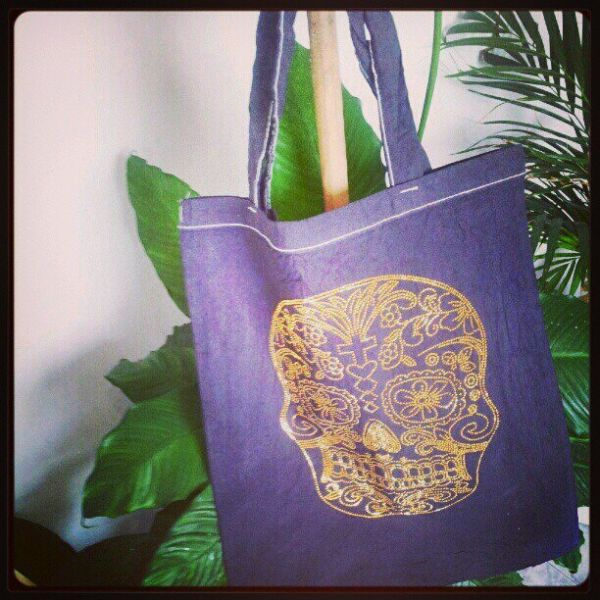 Ecobag de Stass Caveira Mexicana Dourada