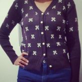 Cardigan de Lã Sintetico com estampa de laços