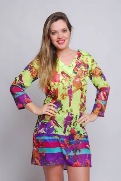 Túnica Indiana de Seda Floral