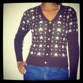Cardigan de Lã Sintetico com estampa de estrelas